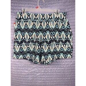 Wildfox Women's Pull On Shorts Blue Geometric Print Relaxed Fit Size L NWT